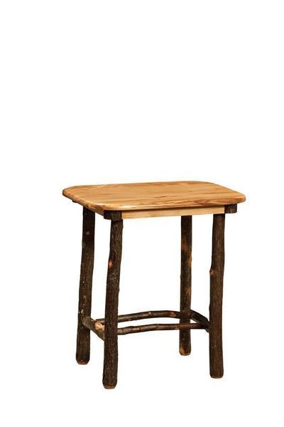 Amish Handcrafted Rustic Hickory Twig Round Edge End Table - Choose Height